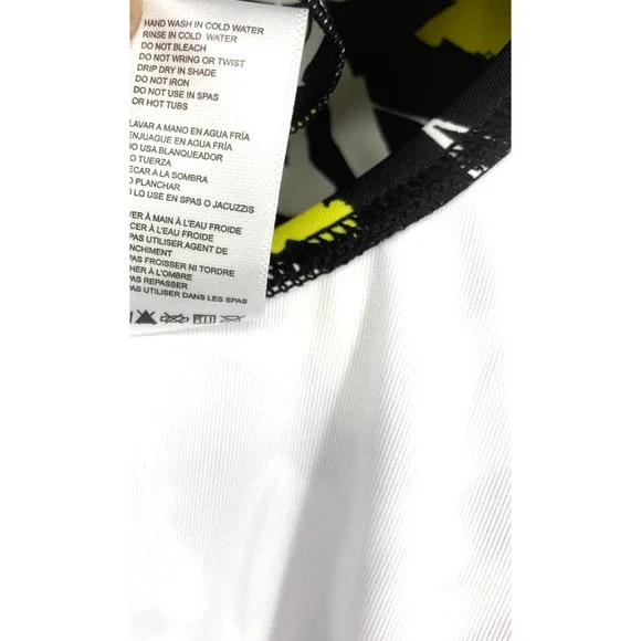 NWT DKNY Sz M Black & Yellow Floral Ruffle Trim One Piece Swim Bathing Suit NEW - Picture 8 of 9